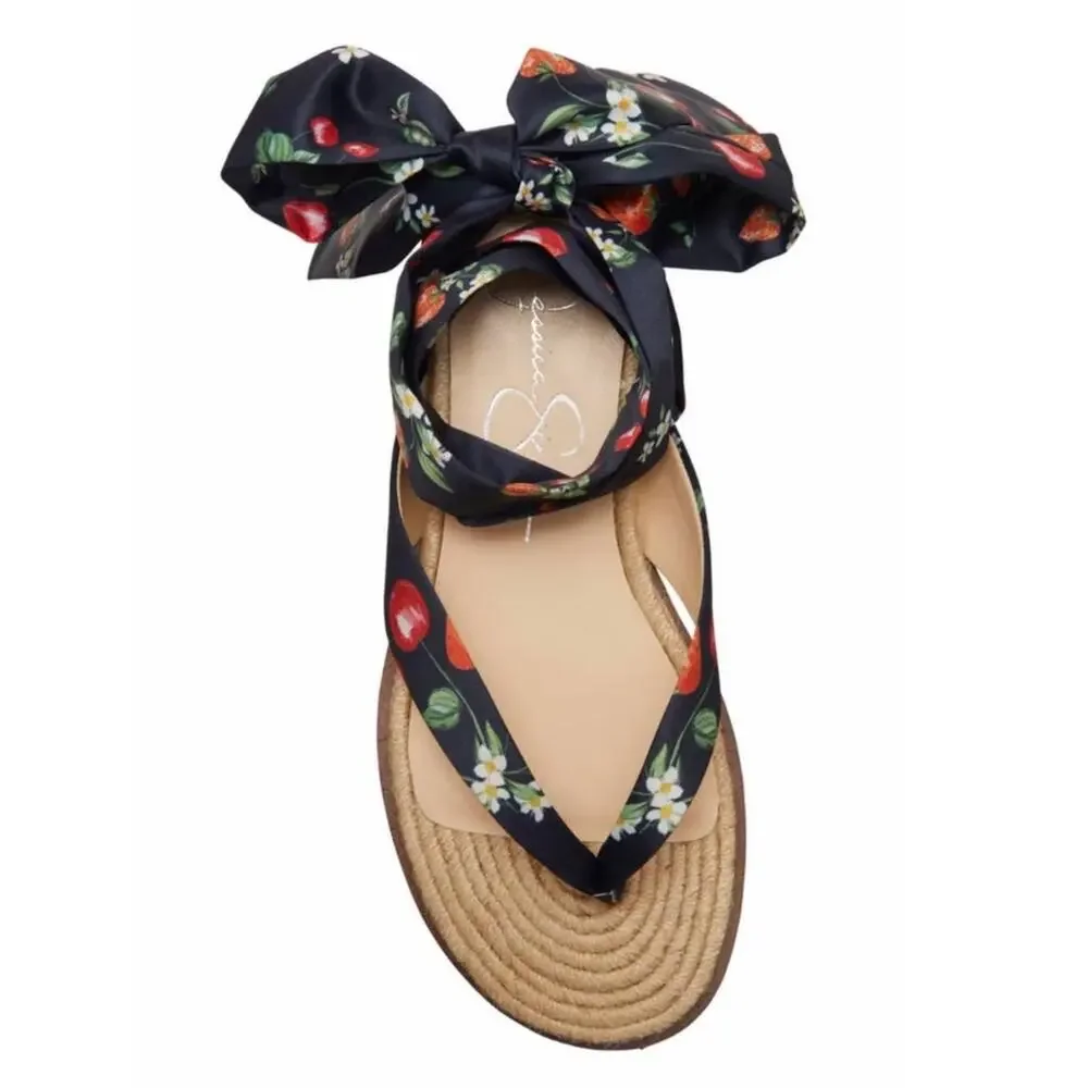 Jessica Simpson Abramo Berry Ribbon Sandal In Navy Size 6 New